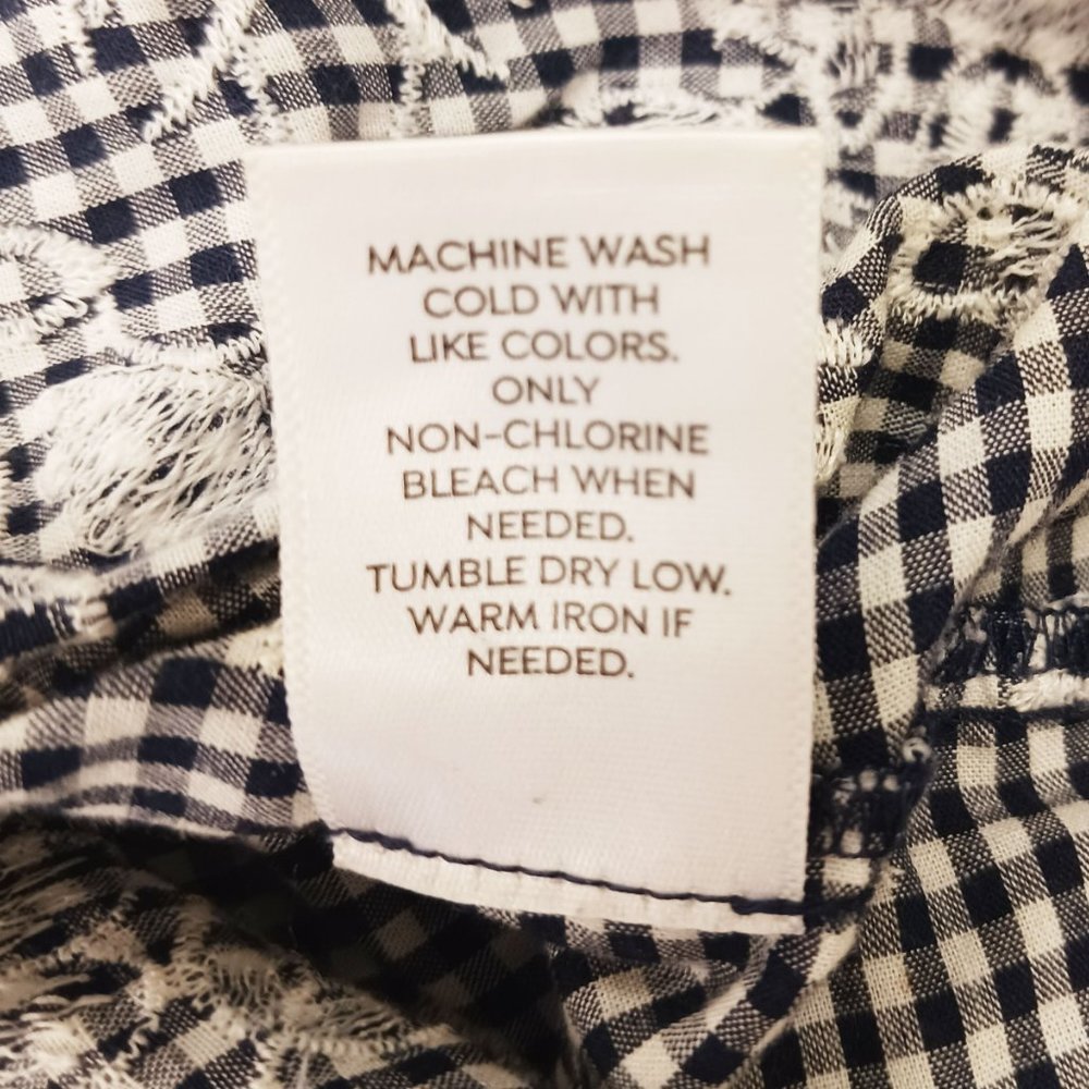 WESTPORT Navy Gingham Embroidered Off the Shoulder Blouse Size XS - Picture 8 of 8